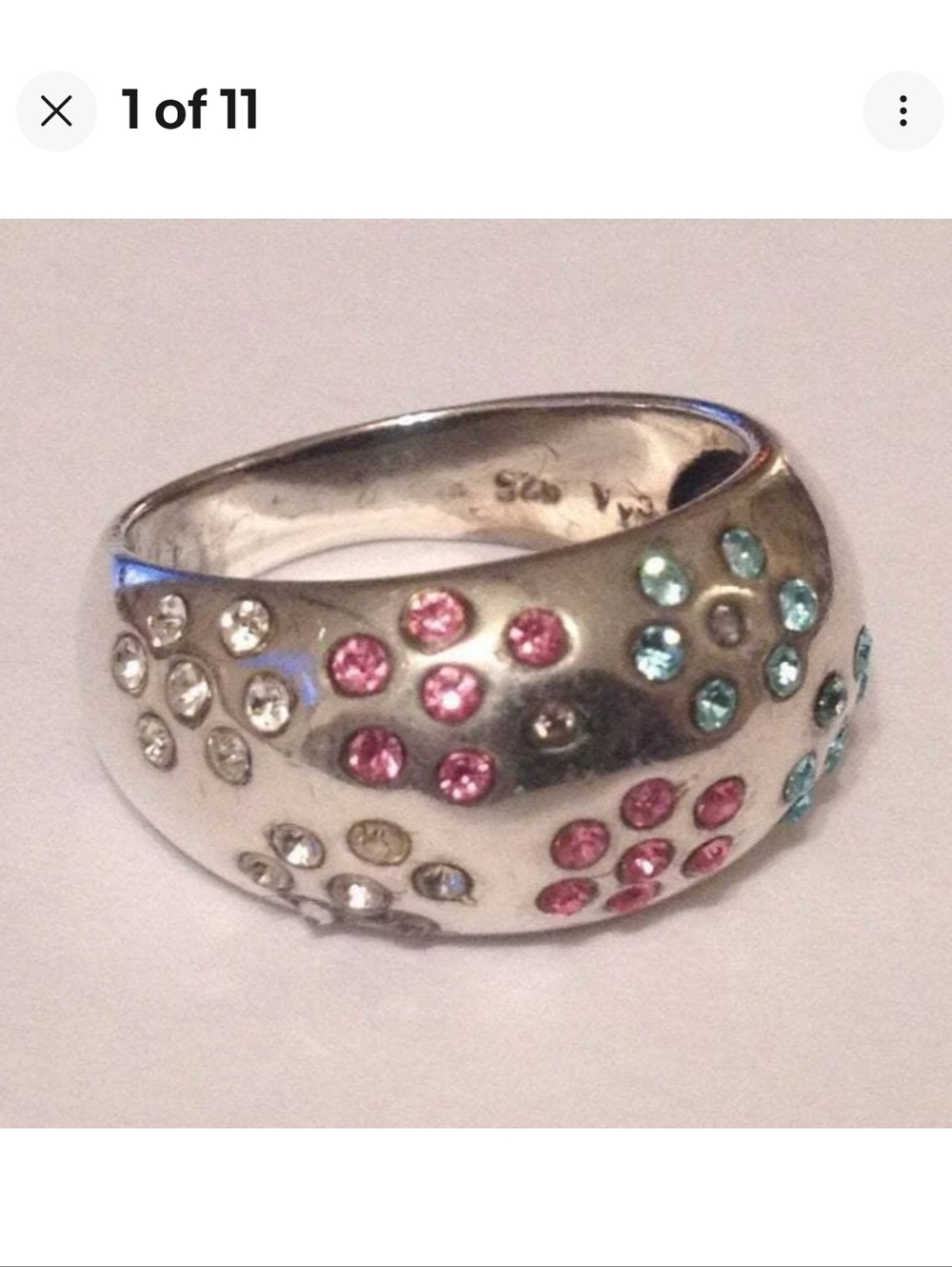 DAVID SIGAL FLORAL GEMSTONE STERLING SILVER DOME RING - Picture 3 of 10
